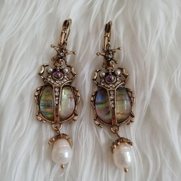 NEW Beetle Pearls & Abalone Earrings - Picture 9 of 10